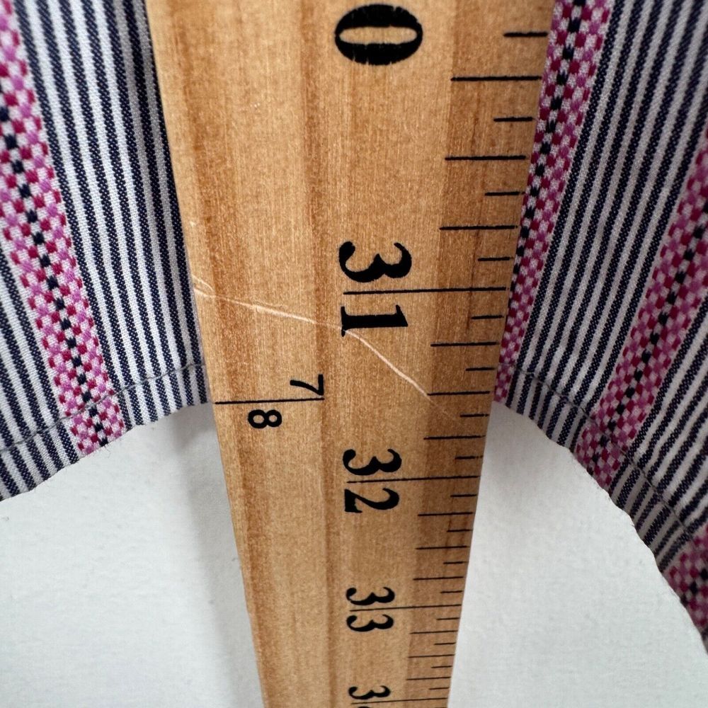 Robert Graham Flip Cuff Button Shirt Men Medium Gray Pink Striped Cotton Floral - Picture 9 of 11